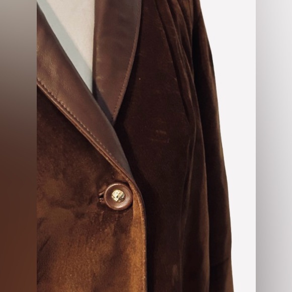 Stunning Estate Brown Leather Suede Jacket Coat Large Medium Designer 90s 80s - Picture 12 of 15